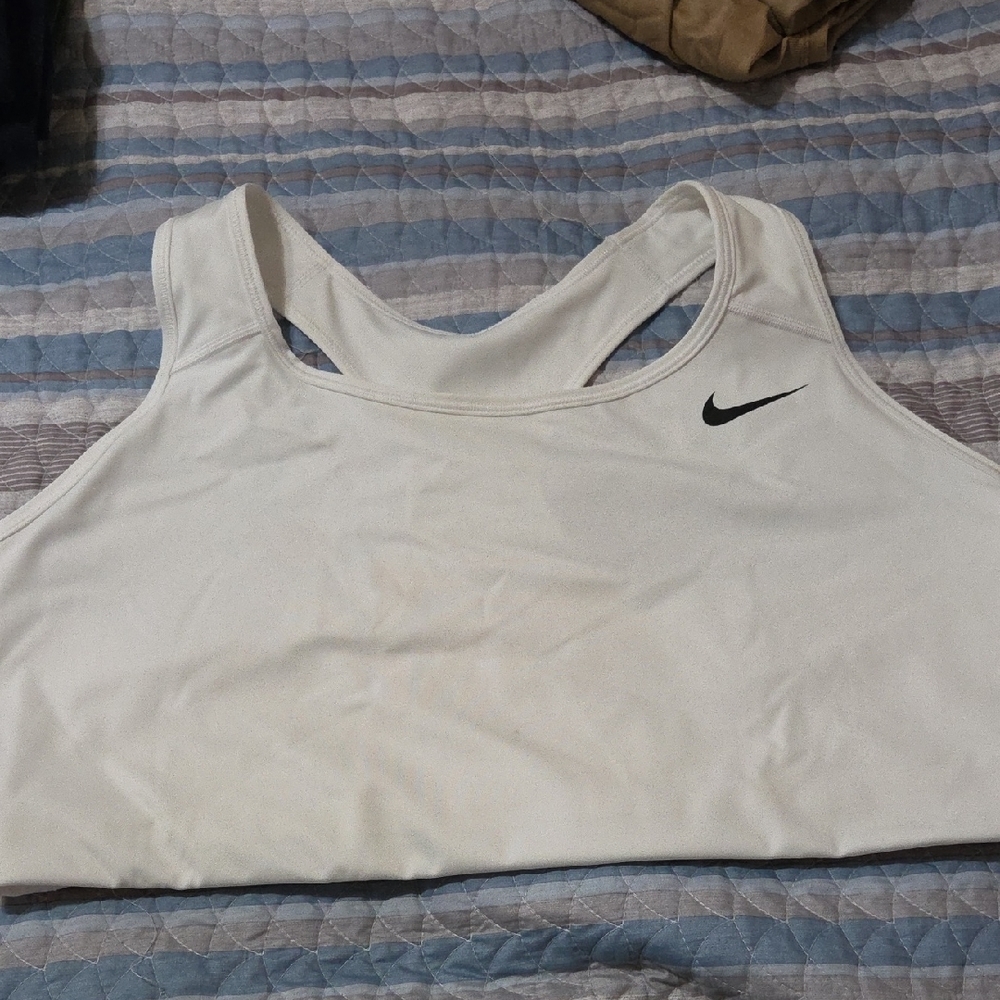 Nike White Athletic Top with Black Logo